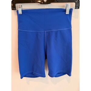 Wilo The Label Blue Ribbed Bike Shorts Size M High Rise Biker Short Activewear
